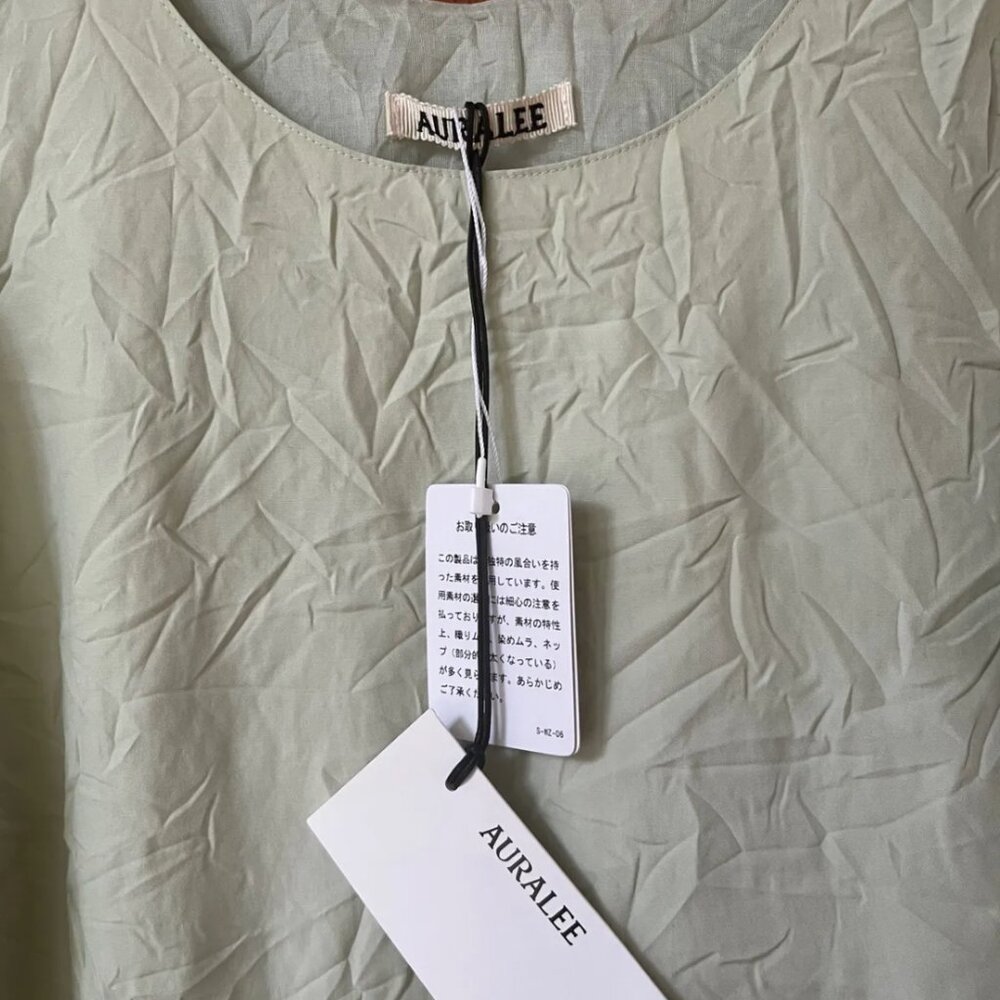 Auralee Wrinkled Twill Dress in Light Green - Picture 4 of 4